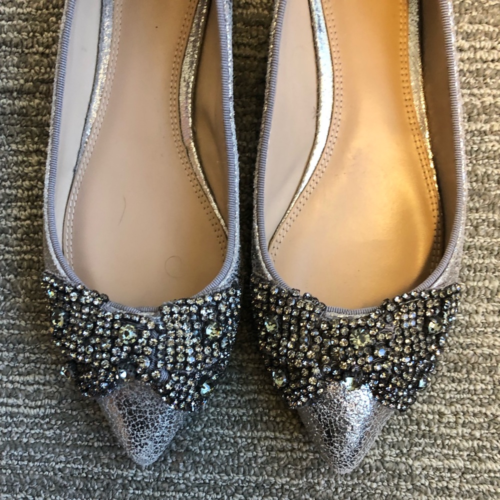 Tory Burch Esme silver/gray bow flats 6